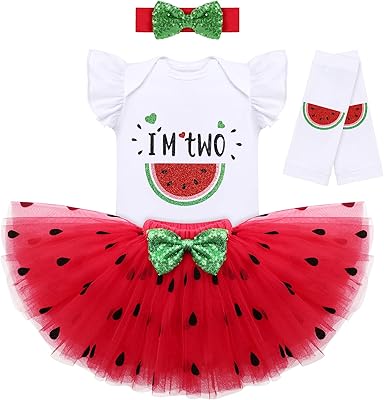 Set of watermelon style clothes for little girls for the birthday celebrations of the first and second half, composed of a barbotor, a tutu skirt, leggings and a banner, composed of 4 rooms.. Shop from anywhere in Nigeria with DIAYTAR's extensive selection and budget-friendly shipping options.