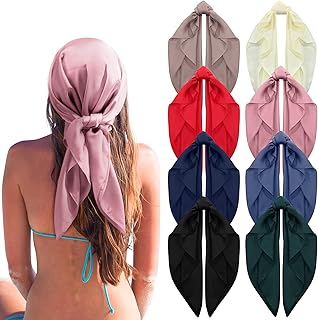 8 pieces 27.5 x 27.5 "Square scarf for satin for female silk scarf at the touch of hair wrap.. DIAYTAR NIGERIA: Your partner in affordable online retail with reliable shipping across Nigeria.