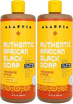 ALAFIA Original African Black Soap Skin Care, liquid soap all in one, moisturizer for the face, body cleaner for sensitive skin, shampoo, shaving soap, shea butter, mandarin and citrus (pack of 2 - 32 fl oz).. Your home for smart shopping — DIAYTAR Nigeria delivers fast and cheap.