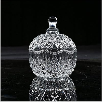 Beautiful 300 ml dome glass sugar room with lid, glass candy jars with cut crystal cover. 13.5 cm x 10.0 cm.. DIAYTAR Nigeria: Your one-stop online shop with unbeatable prices and nationwide delivery in under 8 days.
