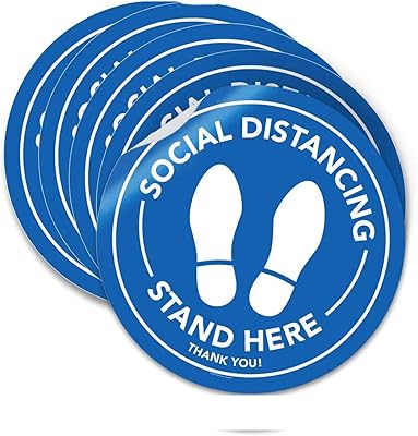 Delfino Lot of 6 wall stickers for ground safety distance for grocery stores, hospitals, social disinfection panel (blue), please keep here 6 feet distance.. DIAYTAR NIGERIA delivers happiness in 5-8 days with our affordable and diverse product range.