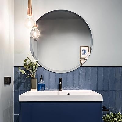 Round wall mirror without frame Dabai 30 ", large round mirror with beveled edge 1" for decoration of vanity, bathroom, bedroom and entrance... DIAYTAR NIGERIA: The marketplace that brings affordable products to every Nigerian home in under 8 days.