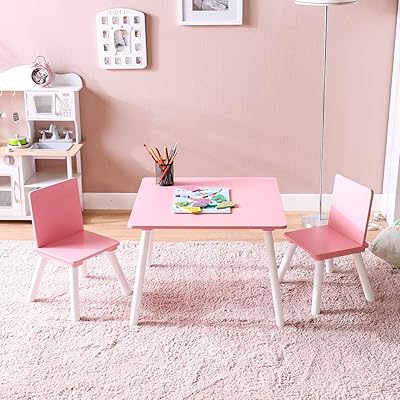 Danube Home table and chairs set for young children 1+2 | Set of modern wooden furniture for young children - two children's chairs with a seat, table for boys, girls and young children - length 60 x width 60 x height 43 cm - pink.. Shop across categories at DIAYTAR NIGERIA with the confidence of prompt and budget-friendly delivery.