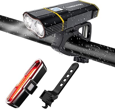 Tansoren Rechargeable bicycle lighting set USB front and rear, LED 2000 Lumens and COB rear light lamp, upgrade of the front, waterproof, 5 lighting for cycling on road cycling,.. Everything you need is on DIAYTAR Nigeria — just a click away.