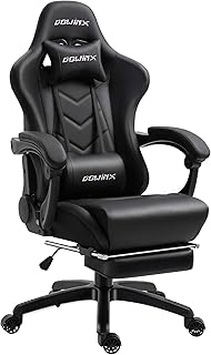 Doin ergonomic game chair with lumbar massage support, leather armchair PU design race with retractable footrest (black).. DIAYTAR NIGERIA combines affordability with convenience, delivering your purchases within 5-8 days.