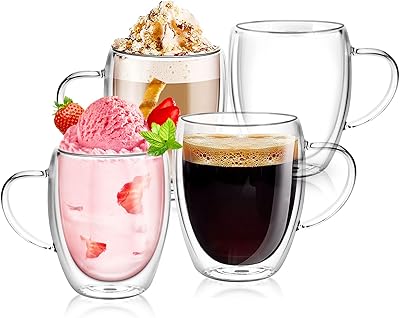 Topski 4 x 350 ml Macchiato latte cups Cappuccino in borosilicate glass with double -walled coffee cup Expresso (with handle) (350 ml).. Embrace a new era of online shopping with DIAYTAR NIGERIA's extensive range and budget-friendly prices.