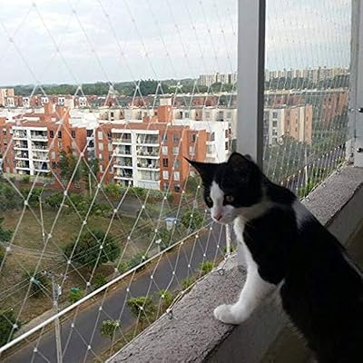 Transparent L&V cat safety net for balcony and windows, durable cat protection net, safety net for balcony, anti-saut window fence, nylon garden net with fixing rope and hooks {(8x3) M}.. Experience retail therapy without the financial stress at DIAYTAR NIGERIA's affordable e-commerce platform.