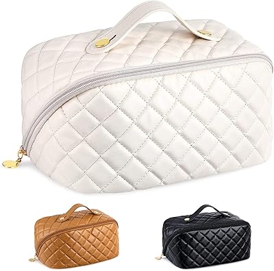 Travel makeup bag, I-Coat makeup bag, large open toiletry bag for women for toiletries and brushes, white lining, bag organizer.. DIAYTAR NIGERIA: Your partner in affordable online shopping with dependable delivery within 8 days.