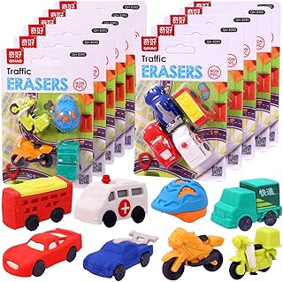 Toyshine Lot of 12 colored gums on the theme of vehicles for birthday party gift, party gifts for children, school supplies (12 x 4 = 48 gums).. DIAYTAR NIGERIA: Where every Nigerian finds affordable products delivered within the week.