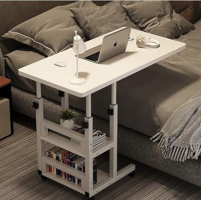 Adjustable standing desk (80 x 40 cm), small offices for small spaces, laptop desk, bedroom table, desk with sofa for the house and desk, mobile office on wheels with storage (white).. Everyday deals, every category — only on DIAYTAR Nigeria.