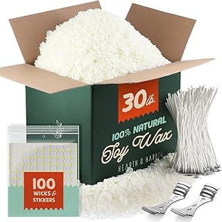 Hearth & Harbor Natural soybean wax and DIY candle manufacturing supplies - 13.6 kg soy wax flakes with 300 cotton strands, 6 metal table centers, white.. DIAYTAR NIGERIA brings the marketplace to your home with budget-friendly prices and nationwide delivery.
