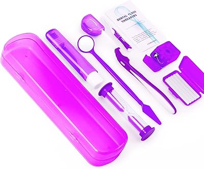 8 -piece orthodontic cleaning kit, orthodontic care kit, travel toothbrush, orthodontic wax brush, oral mirror, hourglass (purple).. DIAYTAR NIGERIA connects you with what you need at prices you'll love, delivered within 8 days.