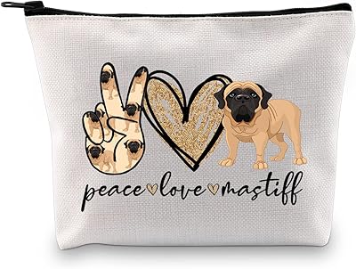 Xyanfa Peace Love Mastiff Mastiff Dog Makeup Key Mastiff Gifts For Women Mastiff Lover Cosmetic Bag Owner Owner Fire pocket, Peace Love Mastiff, Fashion.. Shop with purpose at DIAYTAR NIGERIA and receive quality products at budget rates within 8 days.