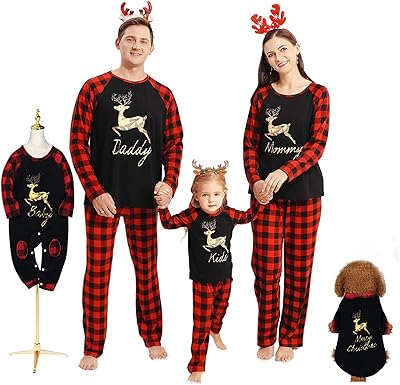 Matching Christmas night clothes, family pajamas, momentum, plaid, Christmas night vacation clothes for dad, mom, children, babies, pets.. DIAYTAR NIGERIA: Making quality products accessible to all Nigerians at affordable prices.
