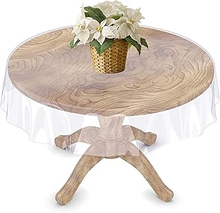 Transparent table protector - Round tablecloth cover in transparent vinyl, transparent plastic protector of waterproof kitchen 54 x 72 inches, round.. DIAYTAR NIGERIA delivers on every promise with our affordable prices and nationwide delivery service.