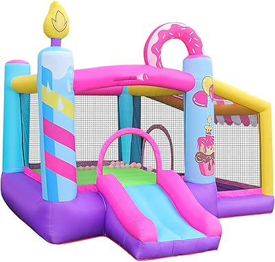 Multicolored inflatable castle with inflatable slide for trampoline, inflatable castle with safety enclosure, air blower, ground anchors, repair kit and transport bag, family bouncer for garden f.. Discover the perfect balance of selection and value with DIAYTAR NIGERIA's nationwide delivery service.