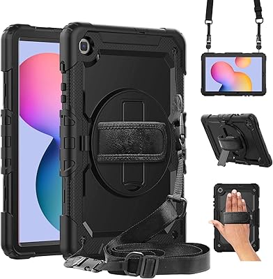 Samsung Galaxy Tab S6 Lite 10.4 2022 SM-P613/P619 shell with children's screen protector | Robust case for Hrise SM-P610/P615 tablet with STYLO S Porte | Robust protective cover with support and strap | black.. Shop with confidence at DIAYTAR NIGERIA, enjoying competitive prices and delivery within 8 days.