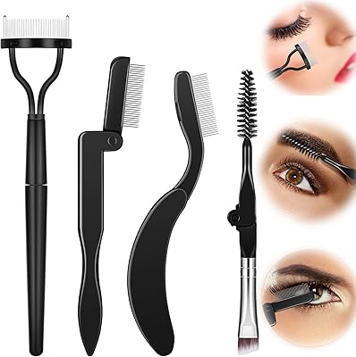Foldable eyebrow comb, grooming brush for eyebrows and eyelashes and makeup tools, batch of 4, black.. DIAYTAR NIGERIA: Where affordability meets variety, with thousands of products delivered in less than 8 days.