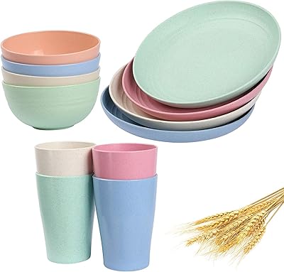 Set of light wheat straw cutlery, unbreakable, washable in the microwave and dishwasher, reusable and environmentally friendly for children and adults, 12 pieces.. DIAYTAR NIGERIA: Bringing quality products to your doorstep at prices that won't break the bank.