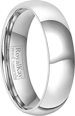 Royalkay wedding ring in white tungsten of 1.5 mm, 2 mm, 4 mm, 6 mm, for men and women, united, polite, comfortable dome, size 3 to 17.. Why pay more? DIAYTAR Nigeria gives you the best for less.