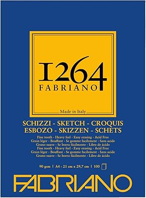 Fabriano Schizzi 1264 19100632 Sketch book glued to the head, 90 g/m2, DIN A4, 100 sheets of ivory white sketch paper, without acid, slightly grained, for all dry techniques.. Get more for less on DIAYTAR Nigeria — Nigeria’s favorite e-commerce platform.