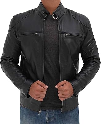 Leather jacket for men's lamb coats real length 3⁄4.. DIAYTAR NIGERIA makes every shopping desire a reality with affordable prices and delivery in 5-8 days.