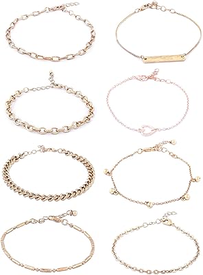 Set of 8 modern gold and pink gold bracelets with sapphire pearls, ZPFK10547 model.. Discover shopping reimagined with DIAYTAR NIGERIA's extensive catalog and 5-8 day delivery service.