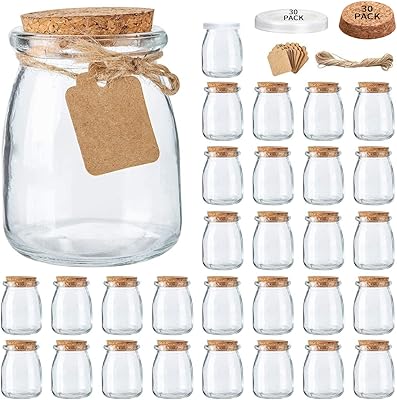 30 mini glass yogurt pots of 7 oz with lids.. Experience the power of choice with DIAYTAR NIGERIA's extensive catalog and reliable delivery service.