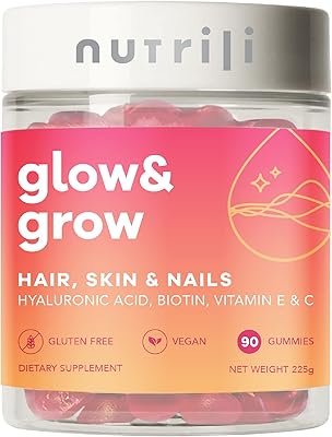 Nutrony Glow & Grow (1.5 months) crunch tablets | For hair, skin and nails | with biotin, hyaluronic acid, vitamins e and c.. DIAYTAR NIGERIA transforms desires into deliveries with our affordable prices and dependable shipping.