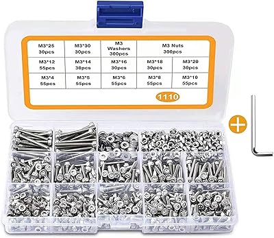 1110pccs M3 Stainless steel bolts, blocking nuts and flat seal, assortment of precision screws and nut metrics, with 1 free hexagonal key, toolbox included.. Experience the future of online shopping with DIAYTAR NIGERIA's extensive product range and competitive pricing.