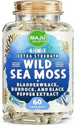 Mago Organic Sea Mousse capsules 4 in 1, wild chondrus beans, seamus with bladder whim + bard root, stronger than gel, raw powder inspired by sebi in pills, 500 mg (60 units).. Shop for less and receive more with DIAYTAR NIGERIA's expansive e-commerce platform and nationwide delivery.