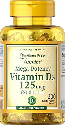 Vitamin D3 Puritan's Pride to support the immune system, bone and dental health (200 capsules, 5,000 IU).. DIAYTAR NIGERIA: Your partner in affordable e-commerce with dependable delivery across Nigeria.