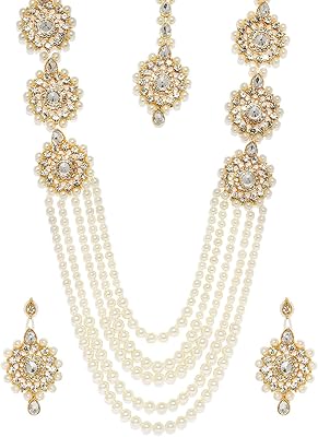 A collection of original jewelry for women from Zaveri Pearls (OR) (ZPFK7637), metal, pearls.. DIAYTAR NIGERIA: Nigeria's answer to affordable online shopping with reliable 5-8 day delivery guarantee.