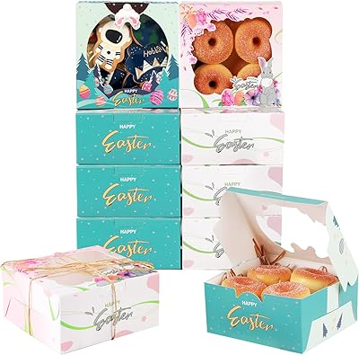 Easter cooking boxes with 4x4x2.5 inch window, mini thick and durable baked pastry boxes (60 package).. DIAYTAR NIGERIA: Where quality meets accessibility with affordable prices and prompt shipping.