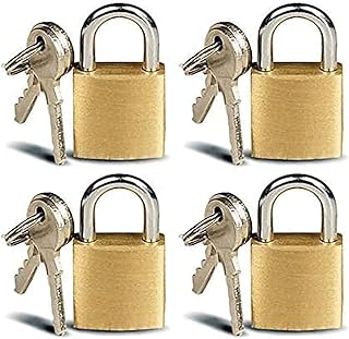 A set of 4 small brass locks for luggage and Axon cabinets, solid brass locks that look like keys.. DIAYTAR Nigeria: Where affordability meets speed and quality.