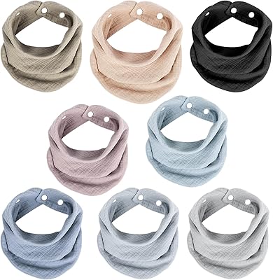 Baby bibs, Bandana Bandana in organic muslin for boys and girls, soft unisex bibs soft and absorbent for newborns (8 pieces).. DIAYTAR NIGERIA: Your affordable gateway to thousands of products delivered within a week.