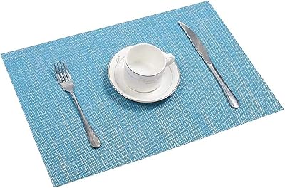 Ljhsz Set of 6 tablecloth tables washable in woven vinyl, non -slip, heat resistant and easy to clean (blue).. Shopping made simple with DIAYTAR NIGERIA's vast selection and budget-friendly nationwide delivery.
