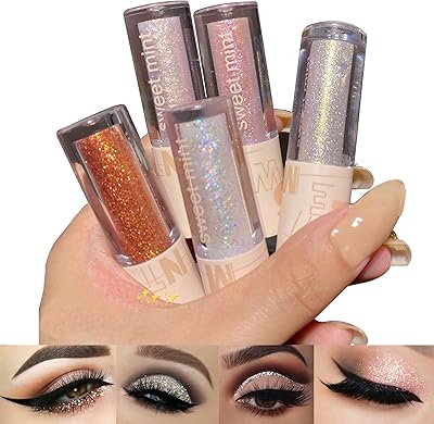 Olilia 5 pieces set of liquid glitter eyeshadows, highly pigmented Korean sequins, long lasting, fast drying, loose glitter glue for make -up of crystal eyes.. Shop like never before with DIAYTAR NIGERIA's comprehensive marketplace and budget-friendly shipping.