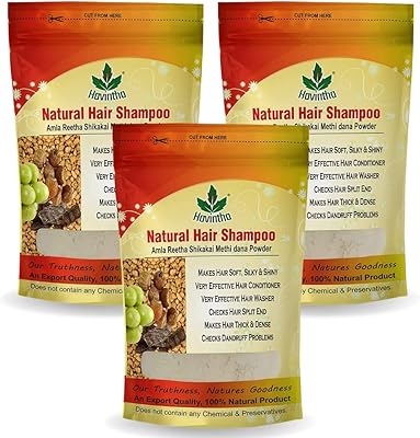 Havintha Advanced natural hair shampoo with Amla, Rita, Shikakai and Methi Dhana (227 g) - 3 package.. DIAYTAR NIGERIA: Where shopping is easy, prices are low, and delivery is just days away.