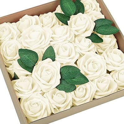 Gonicvin artificial flowers, 50 artificial pink pieces false flowers with stems, bouquets of realistic craft flowers for wedding, party, house, Valentine's Day decorations (ivory).. Your shopping dreams realized through DIAYTAR NIGERIA's affordable platform with reliable delivery times.