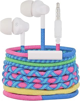 Colorful braided headphones yuri wired children's children with microphone antibruity for students.. DIAYTAR NIGERIA: Empowering Nigerians with access to affordable products and reliable 5-8 day delivery.