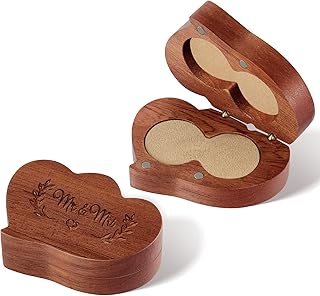 Yao Miao wooden alliances box for two rings, vintage MR & MRS style with rustic magnetic engagement boxes, wedding anniversary proposition (heart motif).. Experience the future of shopping with DIAYTAR NIGERIA's extensive selection delivered in just 5-8 days.