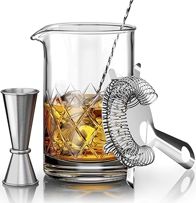 Set of cups to mix with Robust Movado Crystal Cocktail - 4 pieces - 18 Oz 550 ml thick, stable, crystal glass with hand, spoon, geiger, colander - Beautiful gift for any occasion.. DIAYTAR NIGERIA connects desires with reality through affordable prices and reliable delivery service.