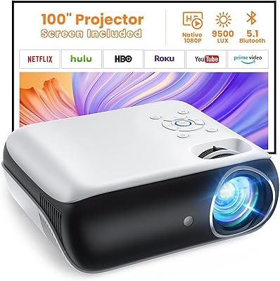 Bluetooth projector 1080p original with 100 inch screen, 9500L portable film projector compatible with smartphones, HDMI, USB, AV, Firestick and PlayStation 5.. DIAYTAR NIGERIA brings the marketplace to every Nigerian home with affordable prices and quick delivery.