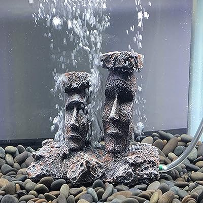 Aquarium decorations in air stone, small ornaments, fish skins accessories, Moai figurines from Easter Island (gray).. DIAYTAR NIGERIA makes quality accessible with our affordable prices and dependable delivery service.