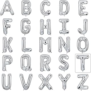 16 "Silver aluminum balloons letter from the alphabet to hang wedding birthday banner personalized words (t).. DIAYTAR NIGERIA: Connecting Nigerians with their needs through our affordable and diverse marketplace.