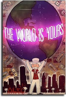 POSTER MONOPOLES THE WORLD IS YOURS D'ALEC, Wall decoration on canvas for living room and bedroom, 30 x 45 cm (12 x 18 inches).. From fashion trends to home essentials — find it on DIAYTAR Nigeria.