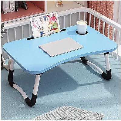 Table table for laptop, table support with foldable feet and slit for cup to watch movies, read books and work in bed (blue).. Shop without limits at DIAYTAR NIGERIA and receive your purchases at budget prices within the week.
