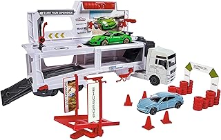Magret 212053304 EXPERIENCE TRUCK Playset with 2 Porsche cars molded under pressure, multicolored.. DIAYTAR NIGERIA: Where shopping dreams come true with budget-friendly prices and nationwide shipping.