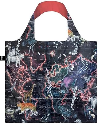 Reusable provisions bag by artist Loki Kristana s. KWM Williams, polyester, with a world card pattern.. DIAYTAR NIGERIA: Your trusted e-commerce partner with extensive product choices and affordable delivery.